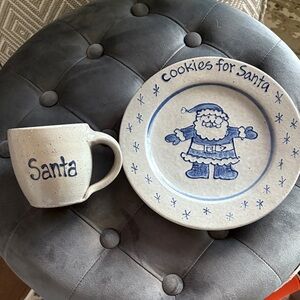 Rowe Pottery Cookies for 9” Santa Plate & Mug Set